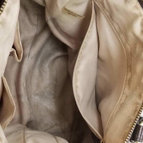 SIGNATURE STRIPE MULTI STRIPE SATCHEL (COACH F25526)BRASS/KHAKI/VERMILLION MTI - Picture 5 of 6